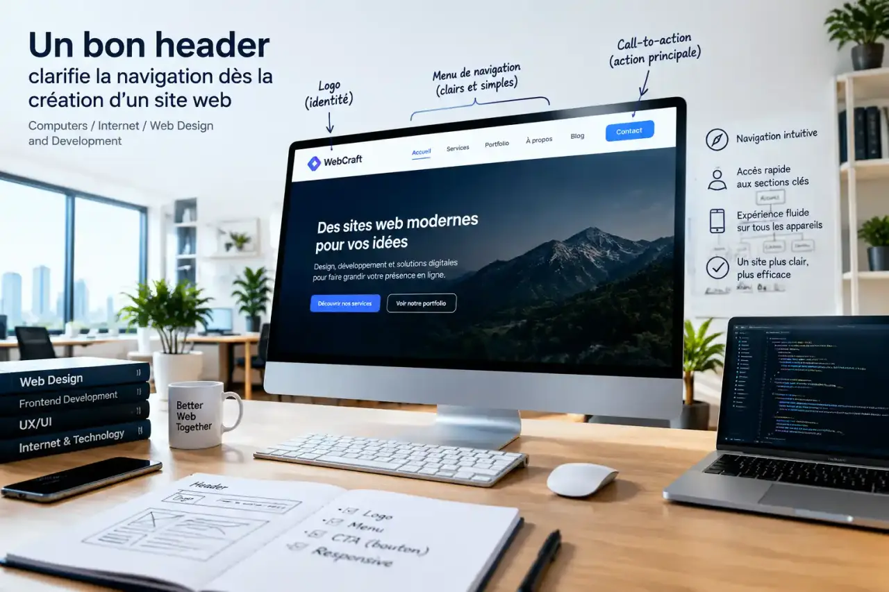 Un bon header clarifie la navigation dès la création d’un site web