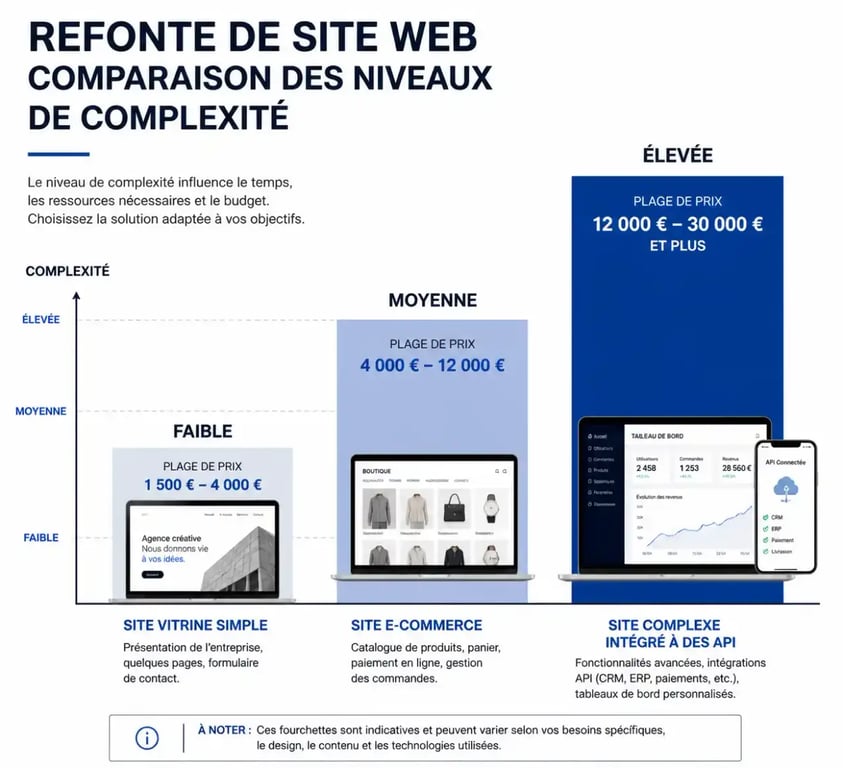 Infographie comparative des coûts d'une agence refonte site web