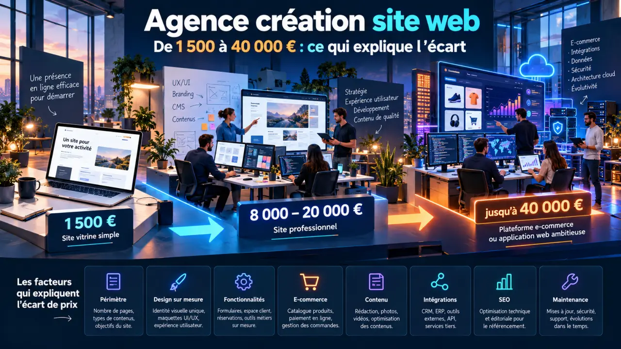 Agence création site web : tarifs de 1 500 à 40 000 € et ce qui explique l'écart