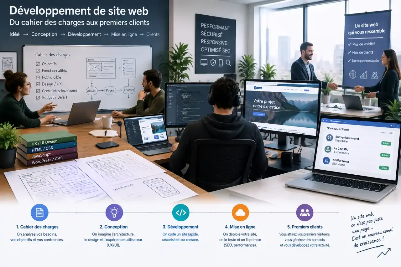 Développement de site web : du cahier des charges aux premiers clients