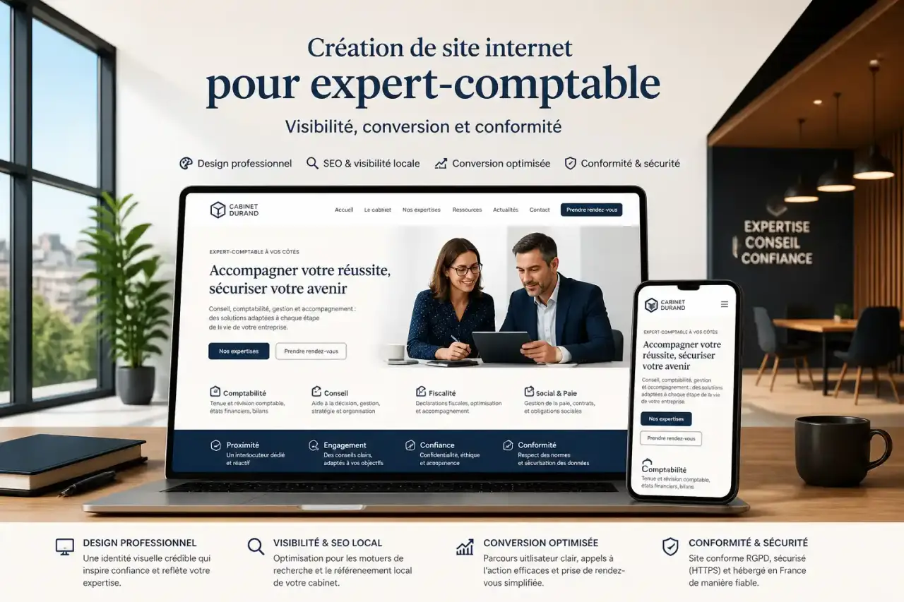 Création de site internet pour expert-comptable : visibilité, conversion et conformité
